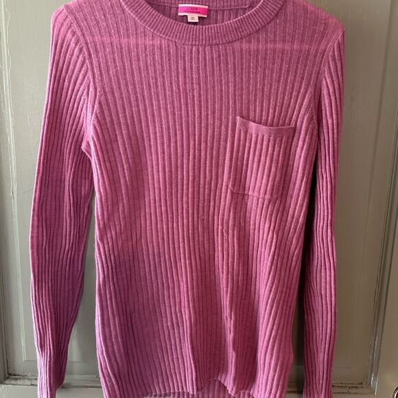 Ribbed Cashmere Crewneck pocket Sweater in pink lilac like new - Picture 1 of 8